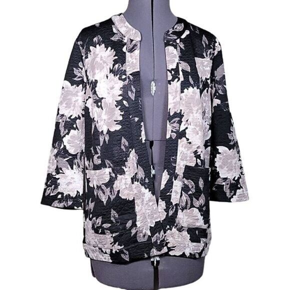 NWOT Isaac Mizrahi Live! Floral Printed Diamond Quilted Knit Jacket Sz XS - Picture 1 of 13